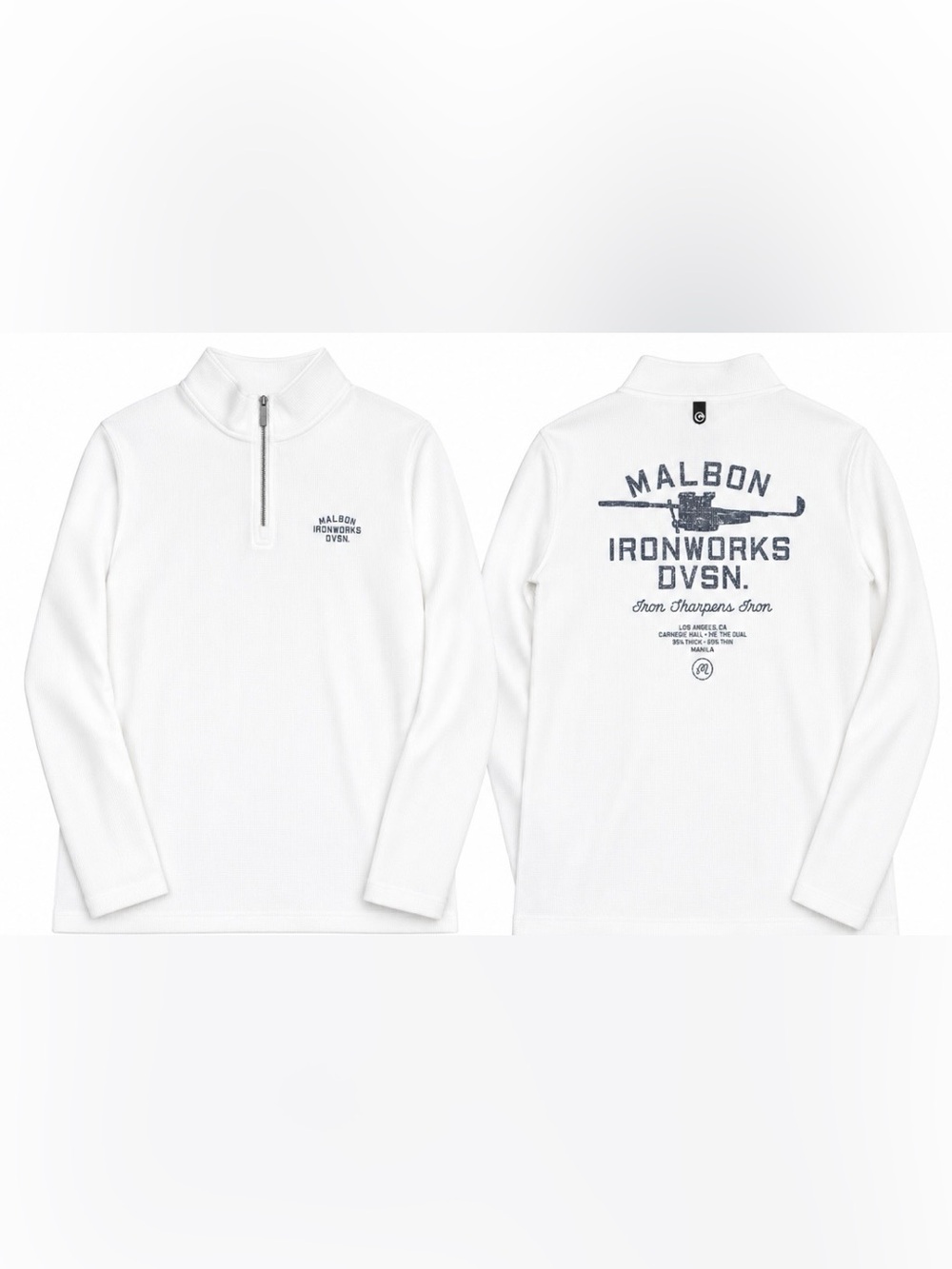 New Malbon Golf FLYER IRONWORKS MID LAYER Thermal Mens Pullover size L White Blu